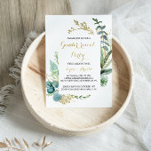 Invitation Gold et Green Eucalyptus Genre Revevela Party