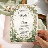 Invitation Gold et Green Eucalyptus Greenery Wedding Invitati