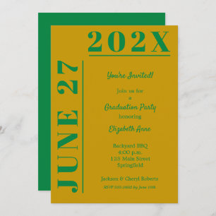 Invitation Gold et Green Graduation Party