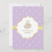 Invitation Gold et Lavender Damask Mariage musulman islamique (Devant)