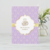Invitation Gold et Lavender Damask Mariage musulman islamique (Debout devant)