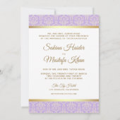 Invitation Gold et Lavender Damask Mariage musulman islamique (Dos)