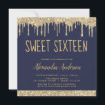 Invitation Gold et Marine Parties scintillant bleue Sweet six<br><div class="desc">Luxury Gold et Navy Blue Sparkly Dripping Parties scintillant Sweet 16 Anniversaire Fête Invitation. C'est l'invitation d'anniversaire parfait Sweet sixteen pour une Parties scintillant moderne Sparkle Girly Birthday Party. Veuillez contacter le concepteur pour les articles customisés correspondants.</div>