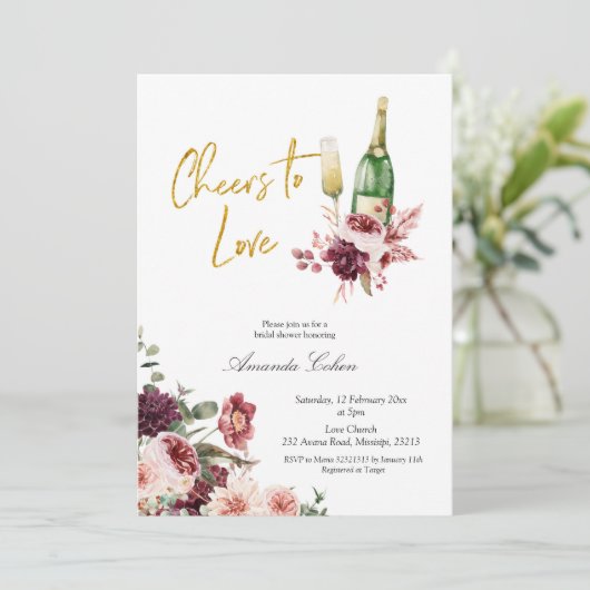 Invitation Gold et Marsala se réjouissent d'aimer l'invitatio (Debout devant)