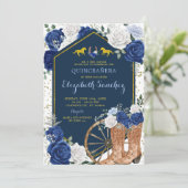 Invitation Gold et Navy Blue Western Charra Quinceañera (Debout devant)