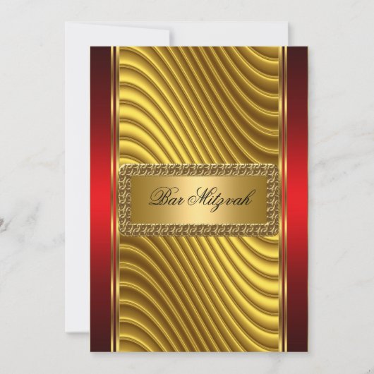 Invitation Gold et Red Bar Mitzvah (Devant)