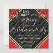 Invitation Gold et Red Holiday Party (Devant)