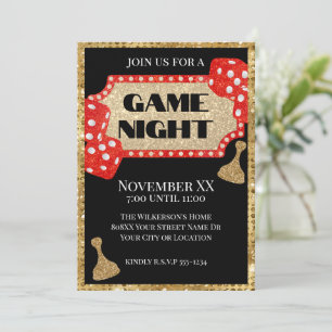 Invitation Gold et Red Parties scintillant Board Jeu Night su