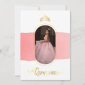 Invitation Gold et Rose rose photo Quinceanera (Devant)