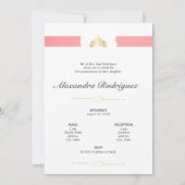 Invitation Gold et Rose rose photo Quinceanera (Dos)