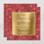 Invitation Gold et Ruby Diamond Farine farcie 40e anniversair (Devant / Derrière)