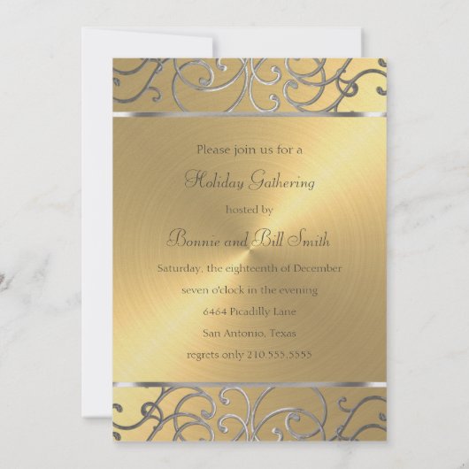 Invitation Gold et Silver Holiday Party (Dos)