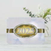 Invitation Gold et Sky-Blue Graduation Floral 2025 Party (Debout devant)