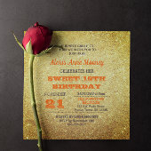 Invitation Gold et Topaz Orange Parties scintillant Sweet 16