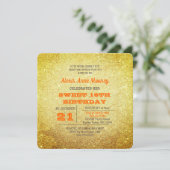 Invitation Gold et Topaz Orange Parties scintillant Sweet 16 (Debout devant)