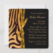 Invitation Gold et transport Brown Boy Zebra Baby shower (Dos)