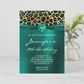 Invitation Gold et Turquoise Leopard Foil 18e anniversaire (Debout devant)