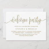 Invitation Gold et White Jolie Calligraphie Welcome Party (Devant)