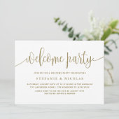 Invitation Gold et White Jolie Calligraphie Welcome Party (Debout devant)