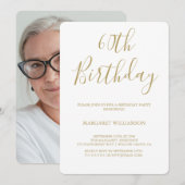 Invitation Gold et White Modern Elegance Photo 60e anniversai (Devant / Derrière)