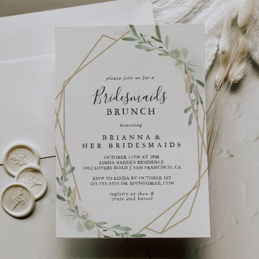 Invitation Gold Eucalyptus Bridesservatrices Brunch Shower