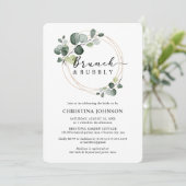 Invitation Gold Eucalyptus Brunch et Fête des mariées Bubbly (Debout devant)