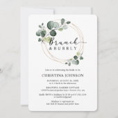 Invitation Gold Eucalyptus Brunch et Fête des mariées Bubbly (Devant)