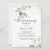 Invitation Gold Eucalyptus Calligraphie Fête de réchauffement (Devant)