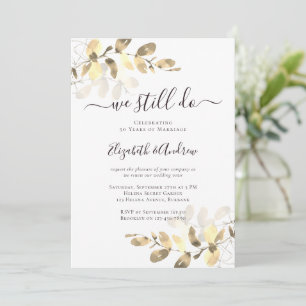 Invitation Gold Eucalyptus Calligraphie Mariage d'or