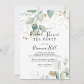 Invitation Gold Eucalyptus Fête des mariées Tea Party (Devant)