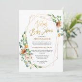 Invitation Gold Eucalyptus Green Baby shower virtuel (Debout devant)