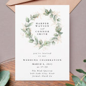 Invitation Gold Eucalyptus Mariage Wreath Verdure Moss Sages