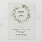 Invitation Gold Eucalyptus Wreath Green Sea Glass Mariage (Devant)