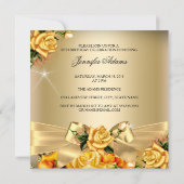 Invitation Gold Fabulous 50 Photo Rose Jaune Anniversaire 3 (Dos)