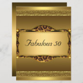 Invitation Gold Fabulous à l'invitation de fête d'anniversair (Devant / Derrière)