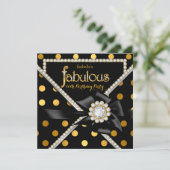 Invitation Gold Fabulous Anniversaire fête Black Gold Pois (Debout devant)