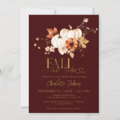 Invitation Gold Fall In Love Bourgogne Citrouille Fête des ma (Devant)