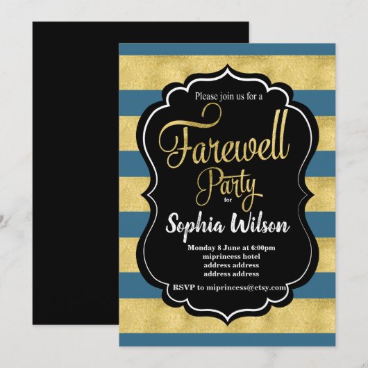 Invitation Gold Farewell Party (Devant / Derrière)