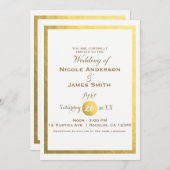 Invitation Gold Faux Foil Blanc Élégant minimaliste Mariage (Devant / Derrière)