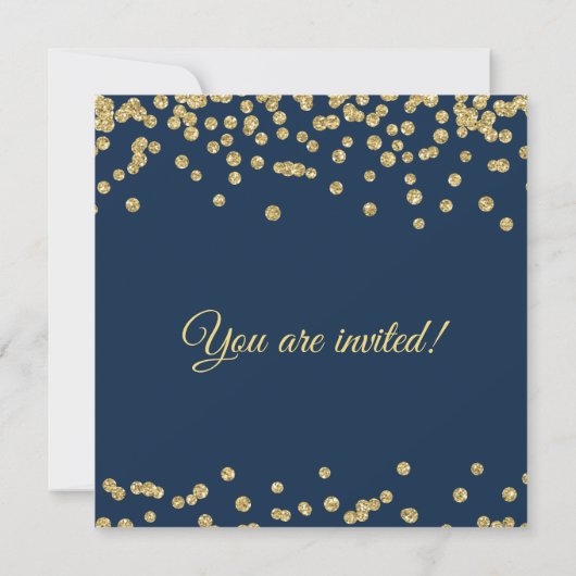 Invitation Gold Faux Parties scintillant Confetti (Dos)