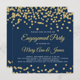 Invitation Gold Faux Parties scintillant Confetti