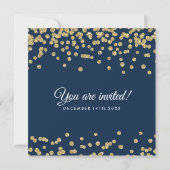 Invitation Gold Faux Parties scintillant Confetti Élégant mar (Dos)
