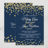 Invitation Gold Faux Parties scintillant Confetti Élégant mar (Devant / Derrière)