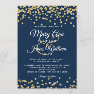 Invitation Gold Faux Parties scintillant Confetti Élégant mar