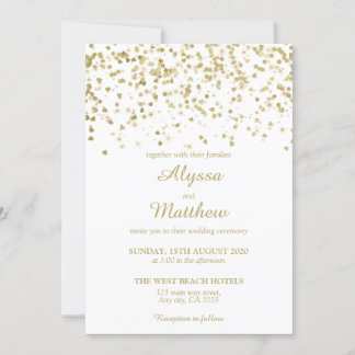 Invitation Gold Faux Parties scintillant Confetti Luxe Mariag