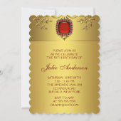 Invitation Gold Feuille Red Jewel Womans 50e fête d'anniversa (Dos)