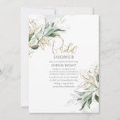 Invitation Gold Feuille verdure Romantique Cute Fête des mari (Devant)