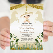 Invitation Gold Fiesta Boy Baptême et anniversaire