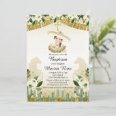 Invitation Gold Fiesta Girl Baptism Christening (Debout devant)