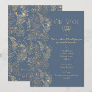 Invitation Gold Filigree Art Deco | Toucan 1st Birthday